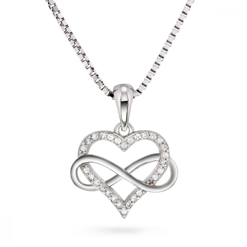 Silverhalsband med härta och evighetstecken cz