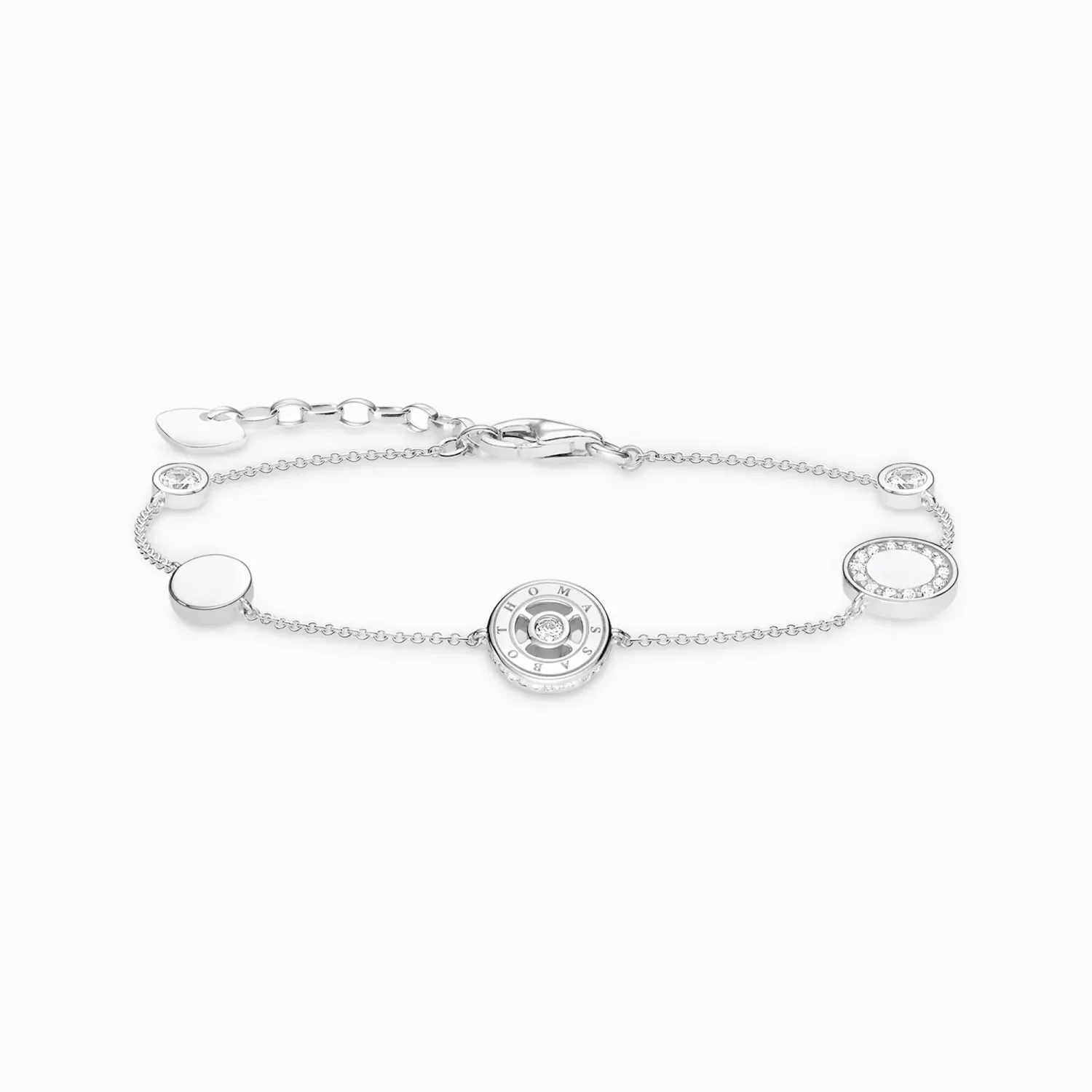 Armband cirklar med vita stenar silver