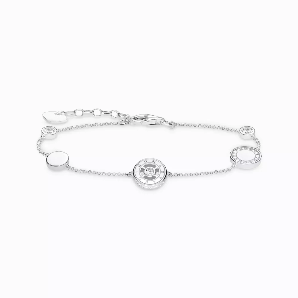 Armband cirklar med vita stenar silver