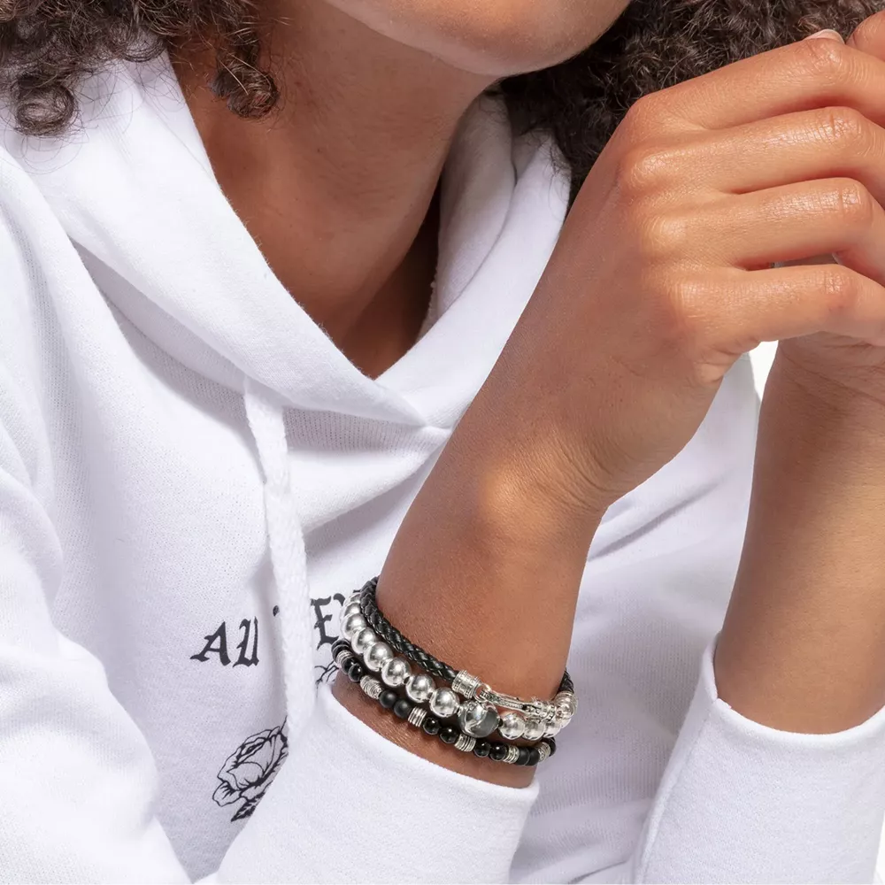 Thomas Sabo Armband svart läder Herr