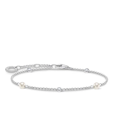 Silverarmband med pärlor och vit cz
