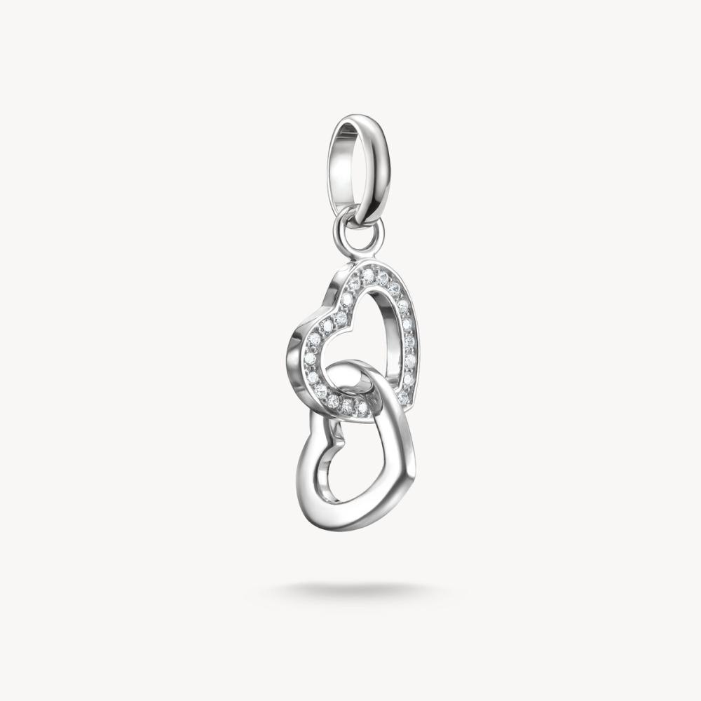 CHARM-HÄNGSMYCKE SAMMANFLÄTADE HJÄRTAN CONNECT SILVER