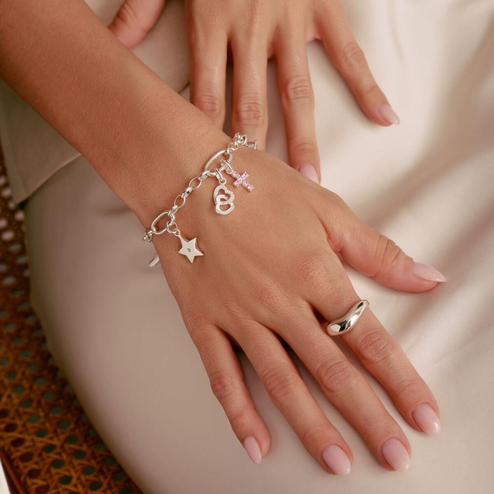 CHARM-HÄNGSMYCKE SAMMANFLÄTADE HJÄRTAN CONNECT SILVER