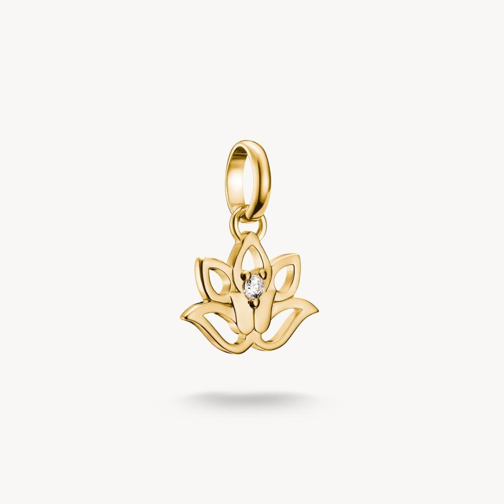 CHARM-HÄNGSMYCKE LOTUSBLOMMA MED STEN CONNECT GULDPLÄTERAD