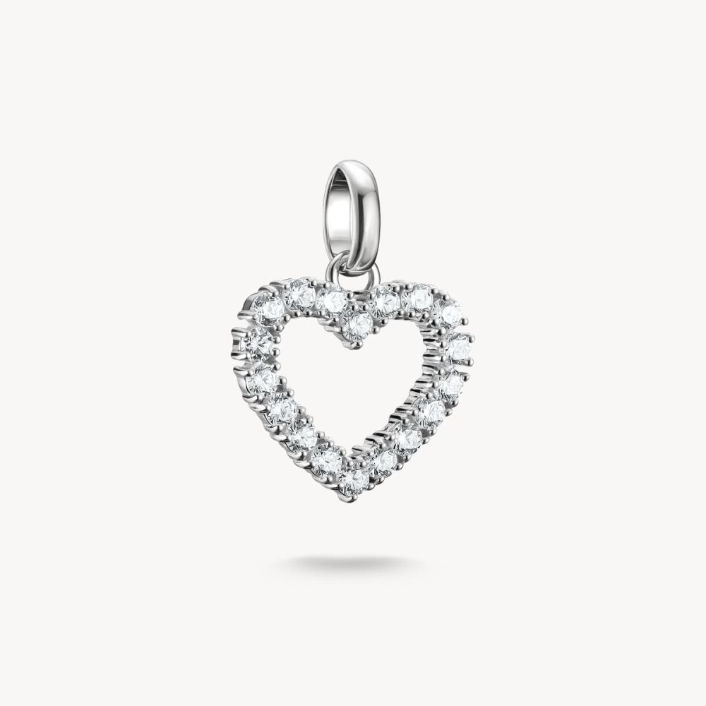 CHARM-HÄNGSMYCKE HJÄRTA MED VITA STENAR CONNECT SILVER