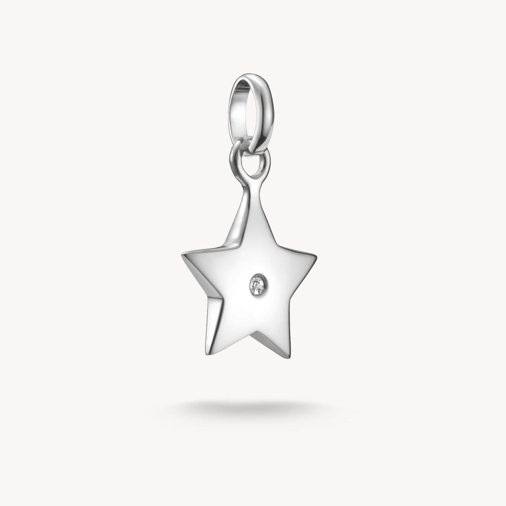 CHARM-HÄNGSMYCKE STJÄRNA MED VIT STEN CONNECT SILVER