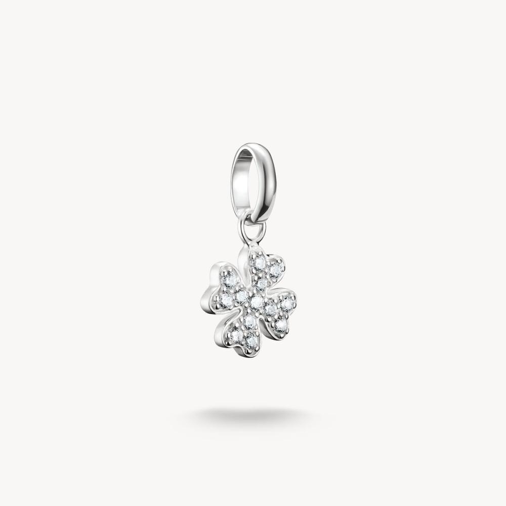 CHARM-HÄNGSMYCKE FYRKLÖVER MED STENAR CONNECT SILVER