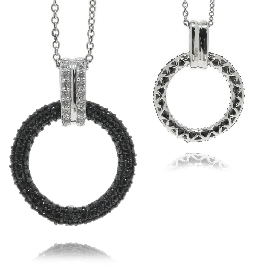 Silverhalsband CZ svart/vit