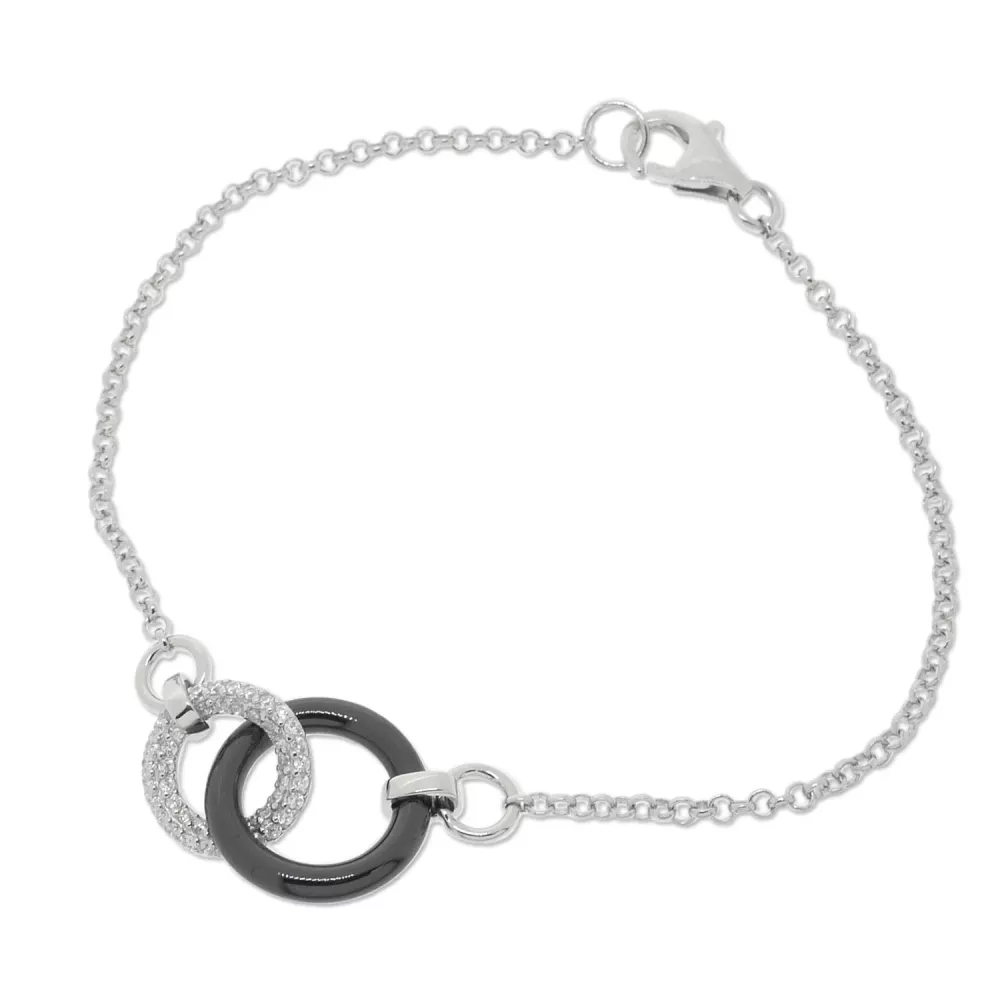 Silverhalsband 2 Ringar CZ/Keramik