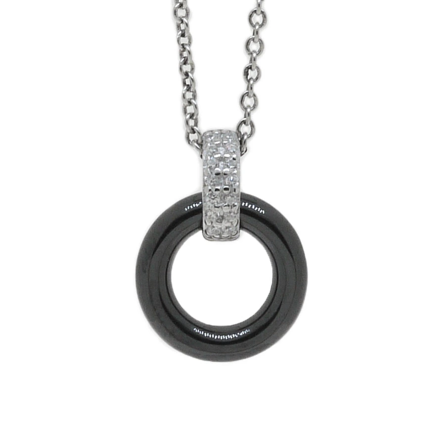 Silverhalsband CZ 1 Keramik Ring