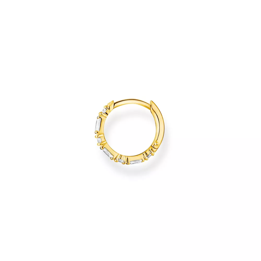 Hoop earring white stones gold