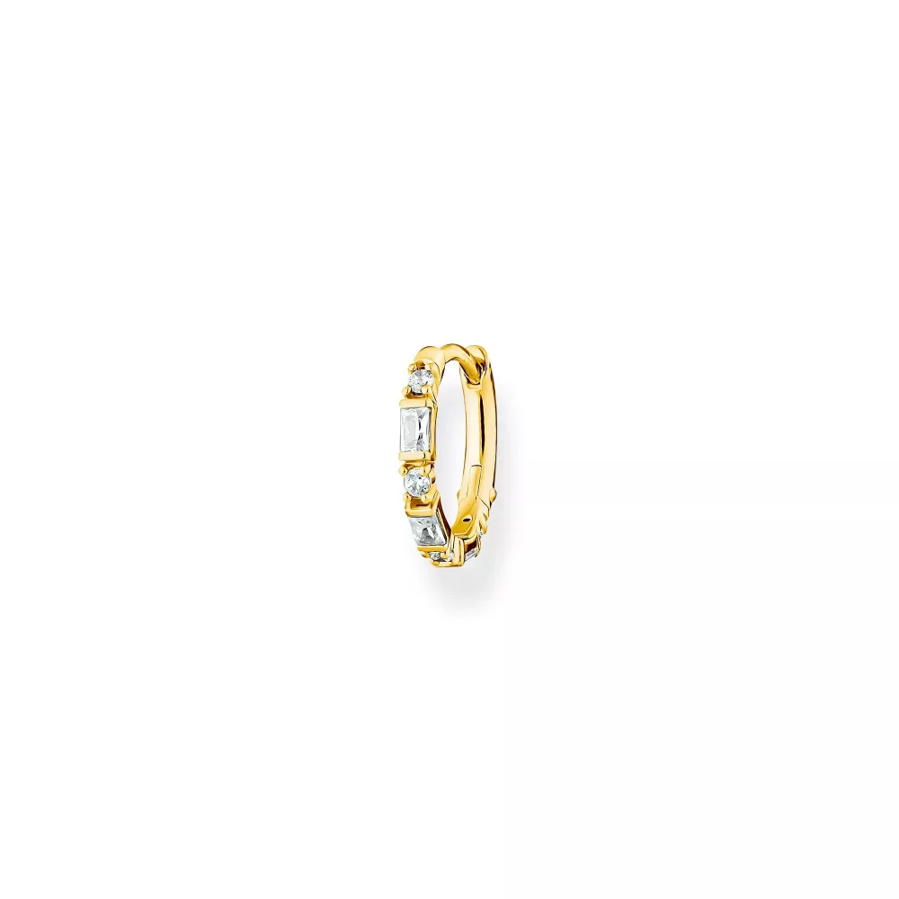 Hoop earring white stones gold