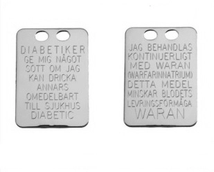 Diabetikerbricka/Waranbricka