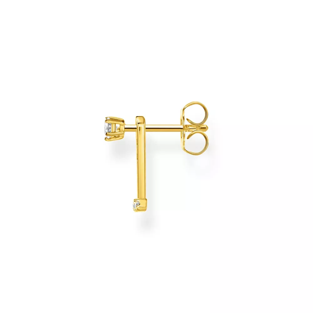 SINGLE EAR STUD WHITE STONES GOLD