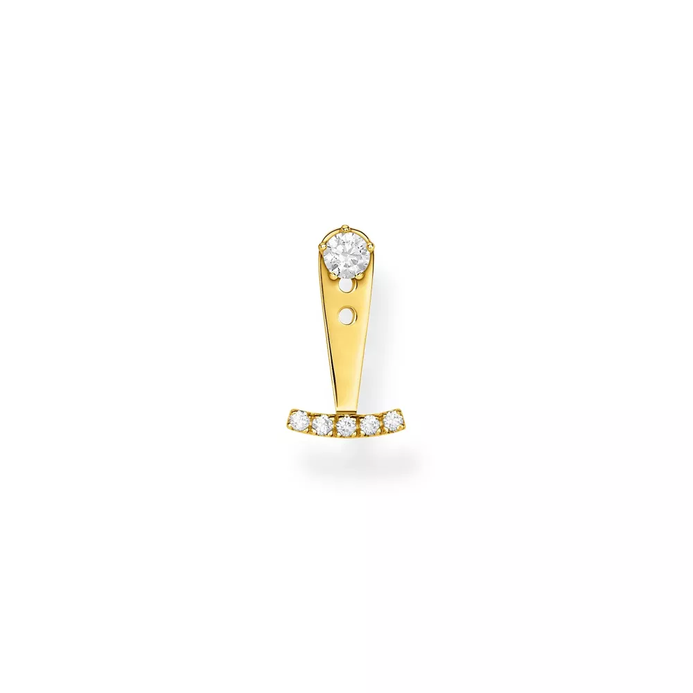 SINGLE EAR STUD WHITE STONES GOLD
