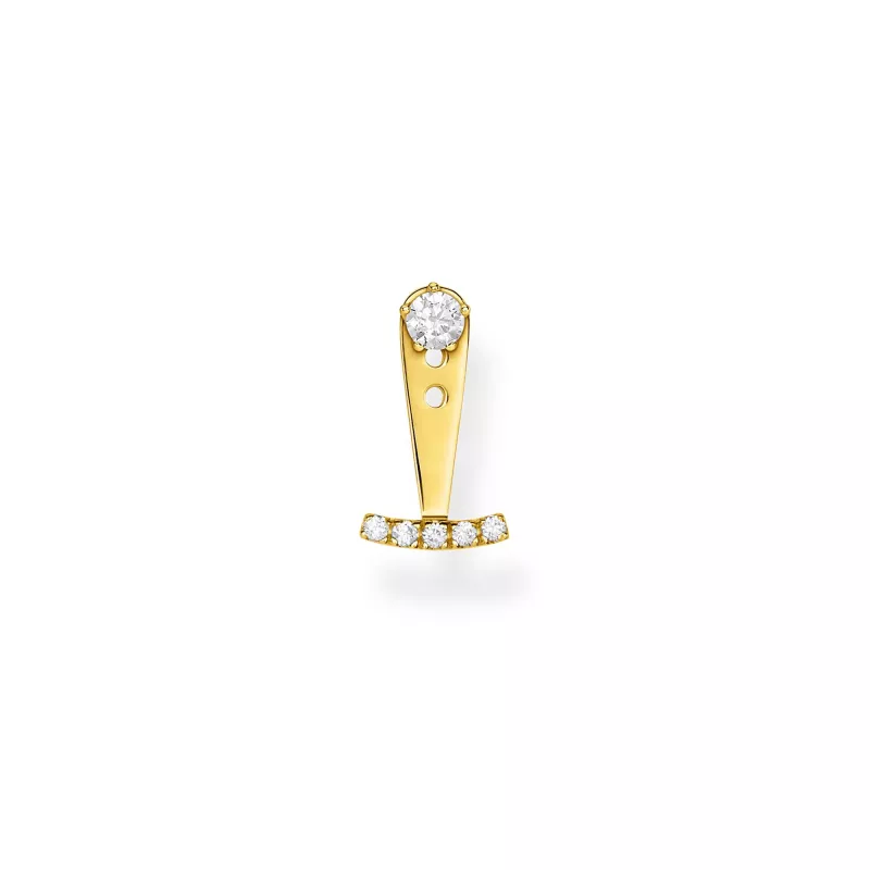 SINGLE EAR STUD WHITE STONES GOLD