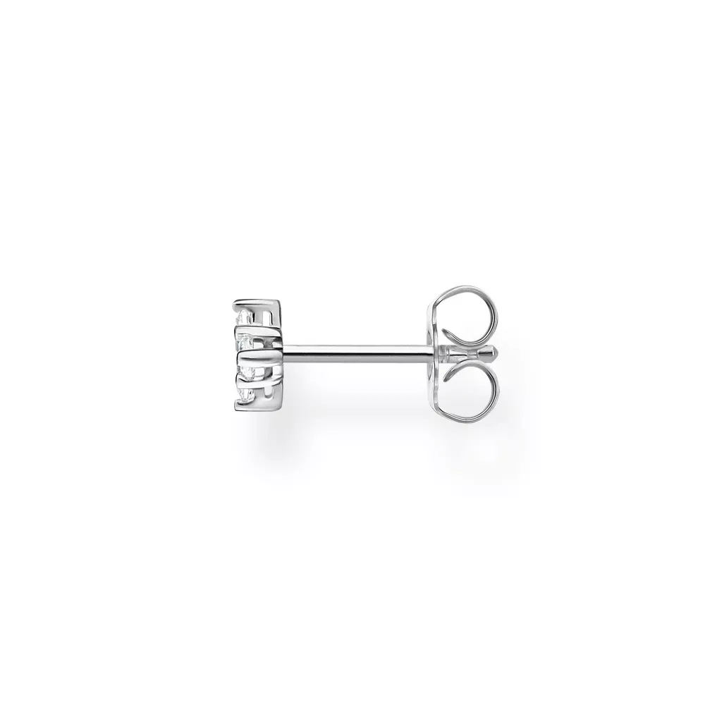 Single earstud white stones silver