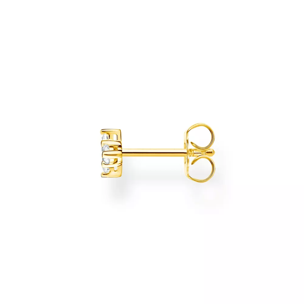 Single ear stud white stone gold