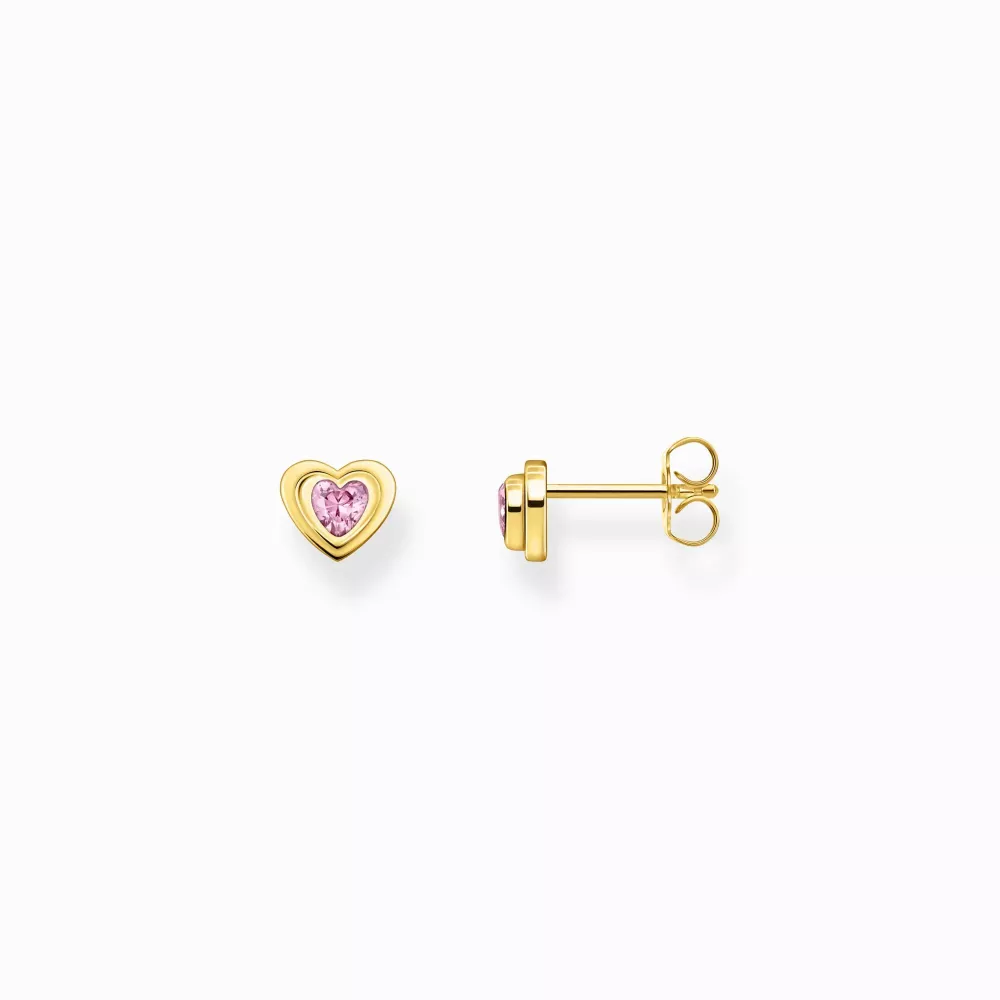 Guldpläterade stiftörhängen med rosa zirkonia