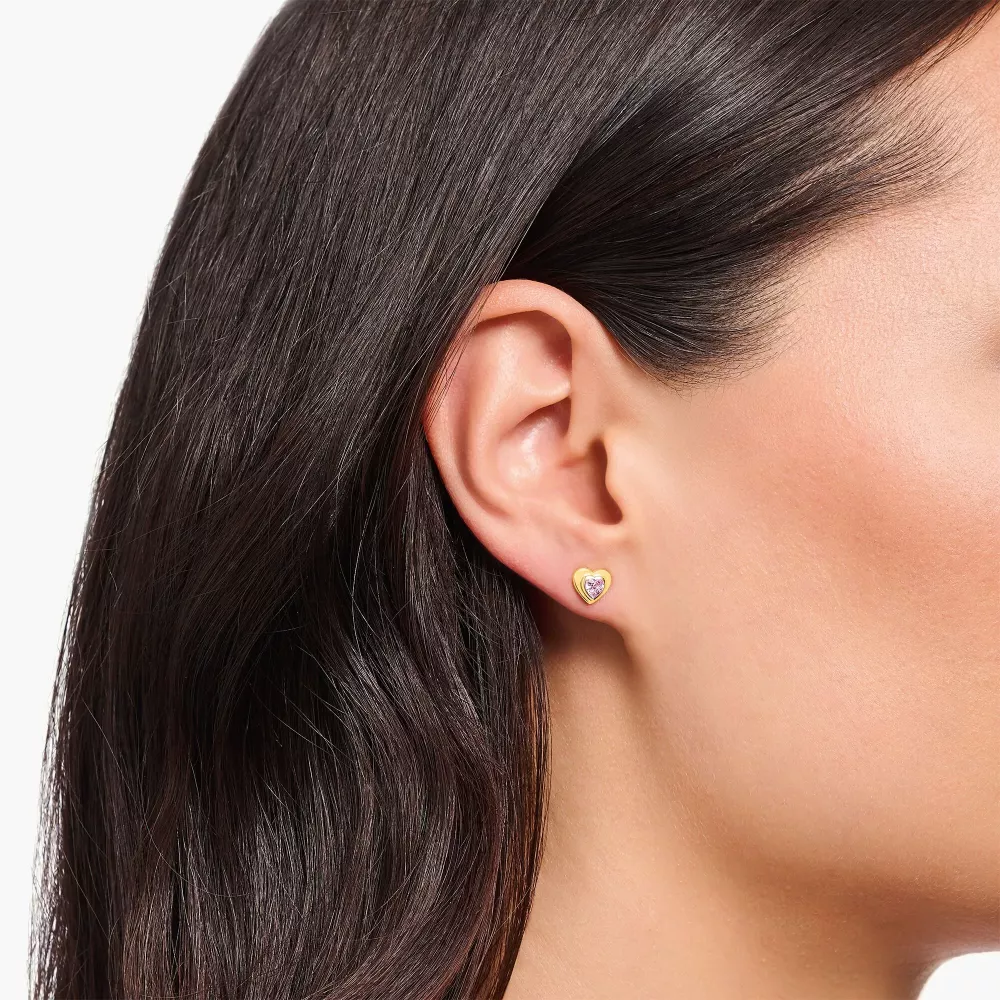 Guldpläterade stiftörhängen med rosa zirkonia