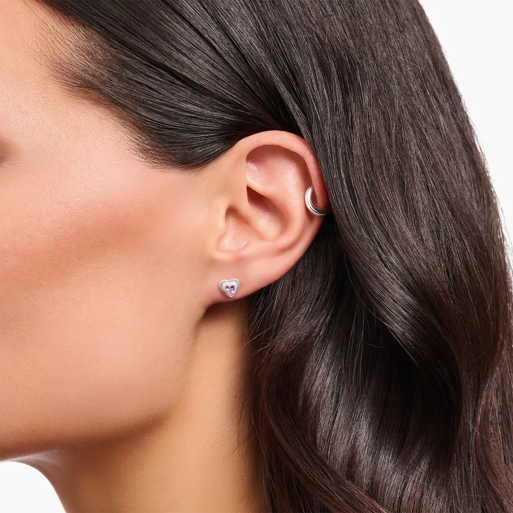 Stiftörhängen med rosa zirkonia