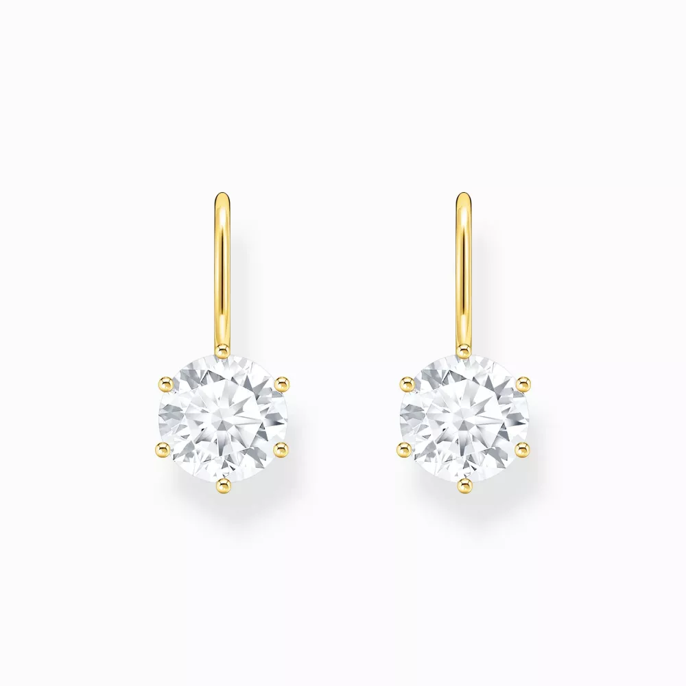 Thomas Sabo gold plated earrings white cz