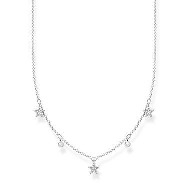 Silverhalsband stjärnor och stenar