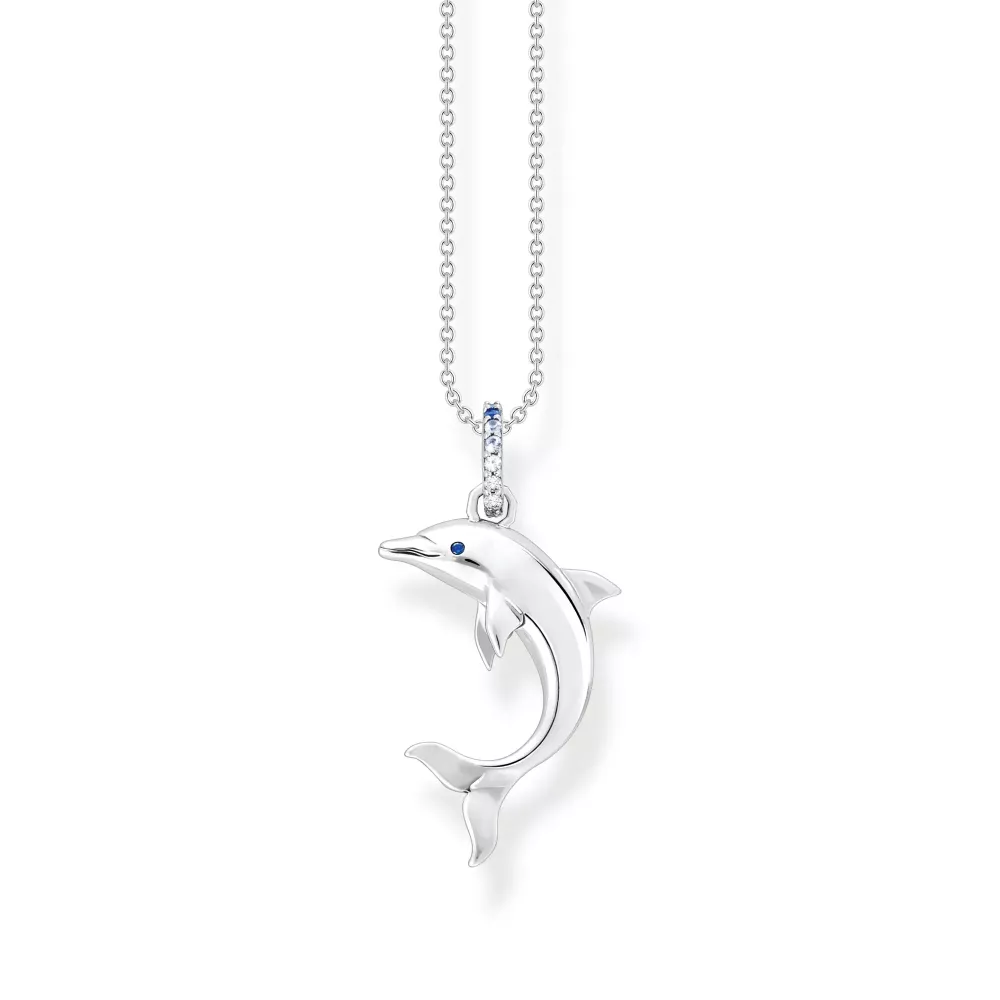 Thomas Sabo Halsband Delfin med Blå Stenar