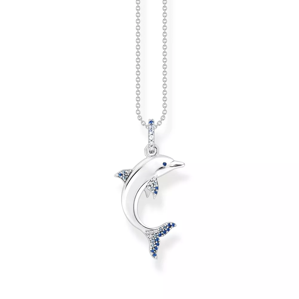 Thomas Sabo Halsband Delfin med Blå Stenar
