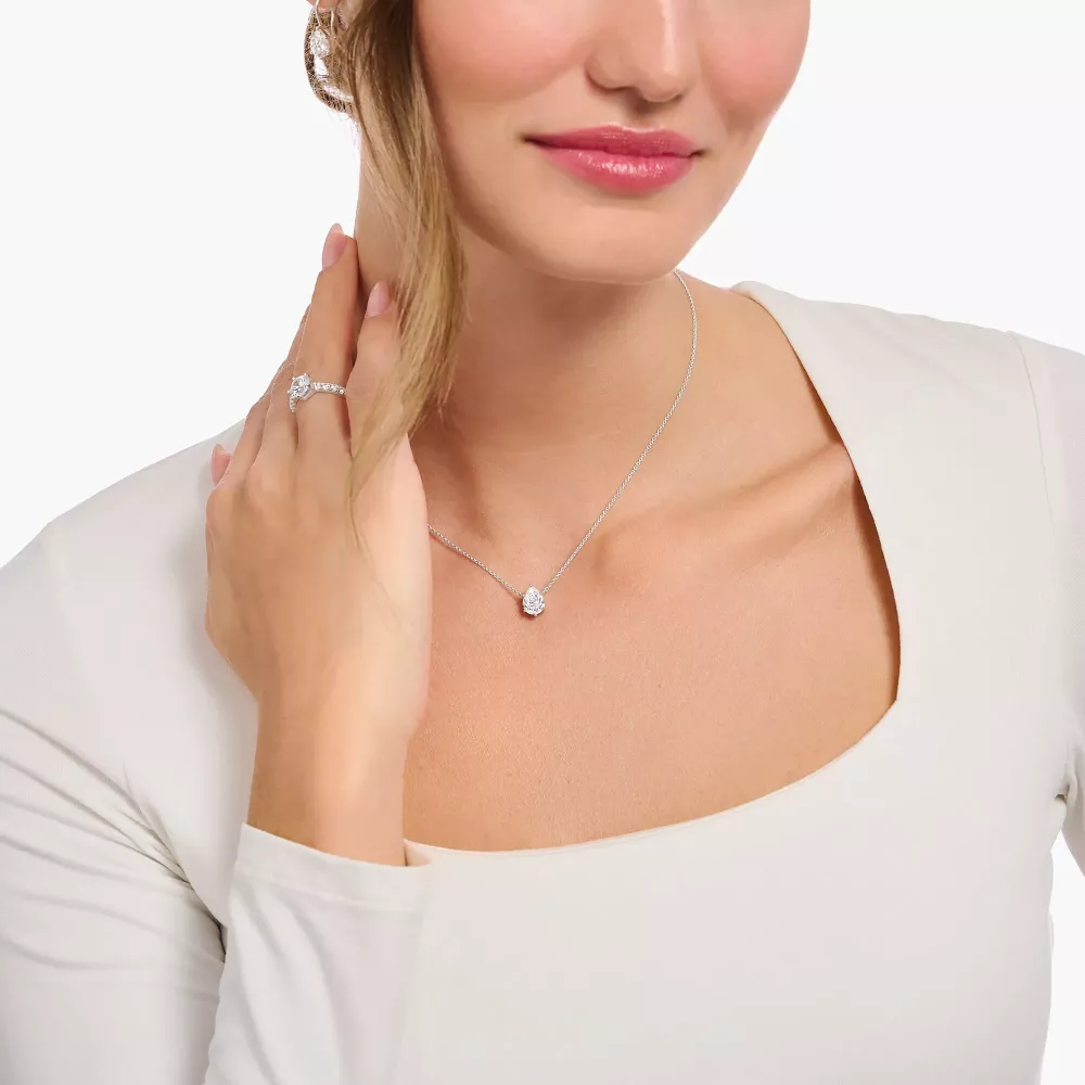 Thomas Sabo necklace white drop-shaped cz