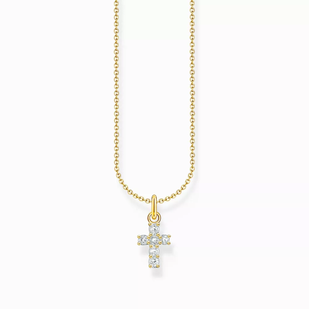 Thomas Sabo gold plated necklace cross cz