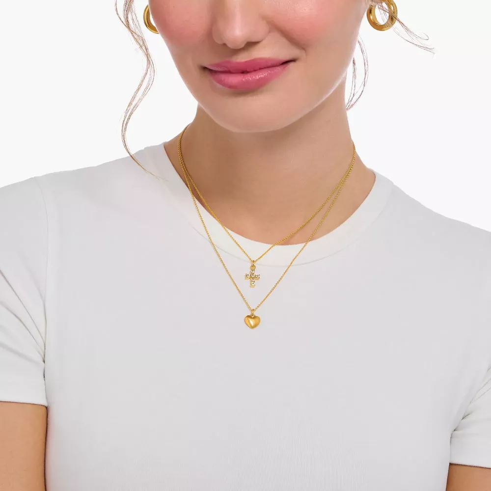 Thomas Sabo gold plated necklace cross cz