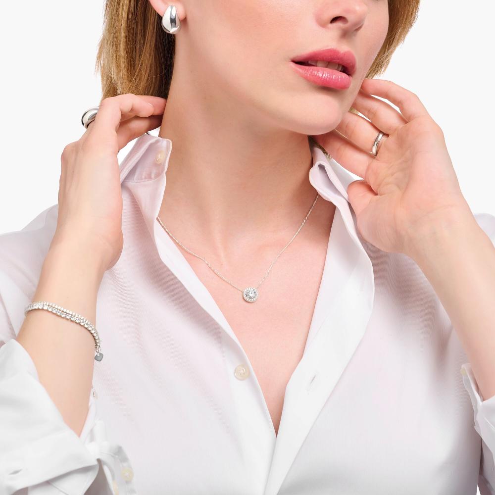 Silverhalsband halo cz