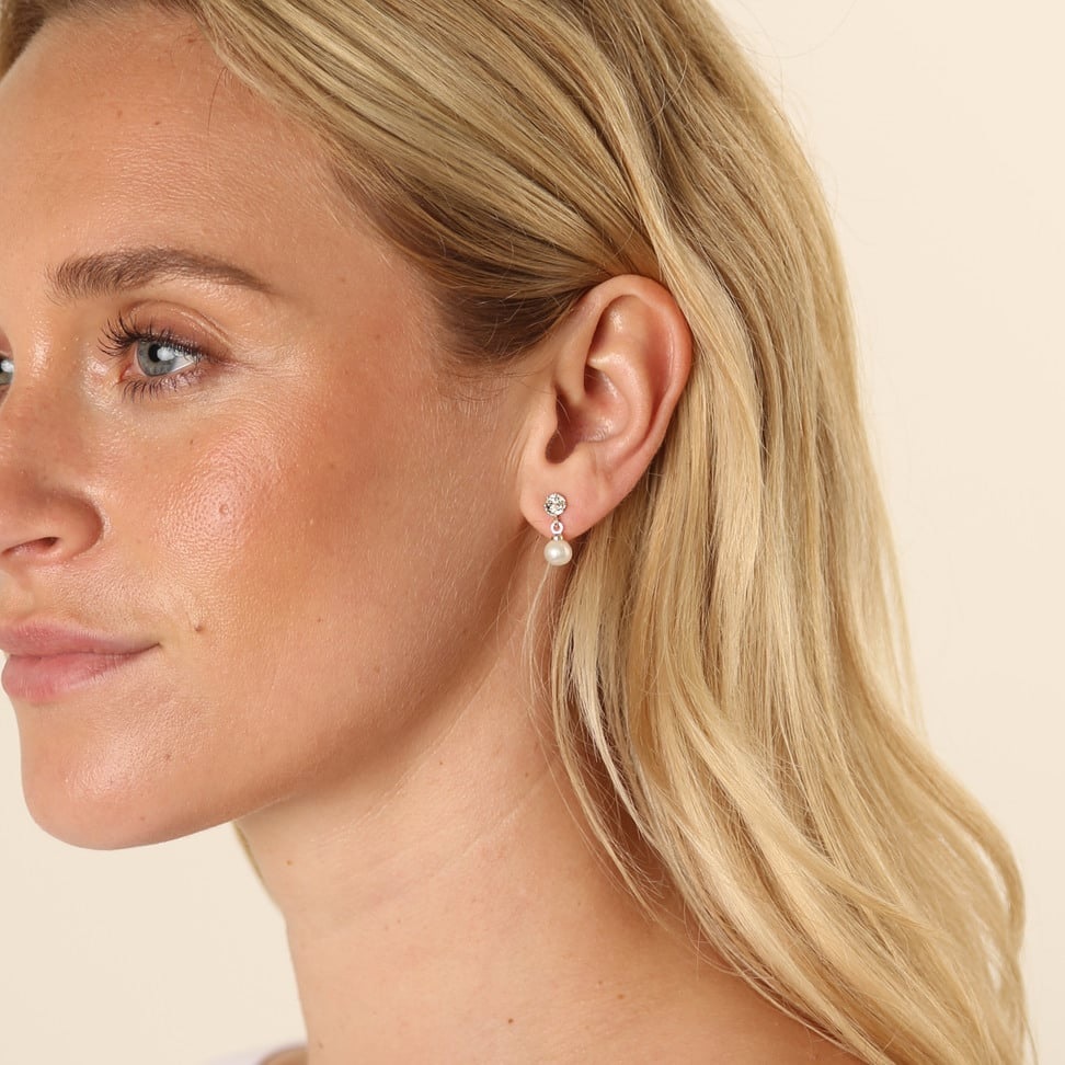 Lauren small pendant ear g/white