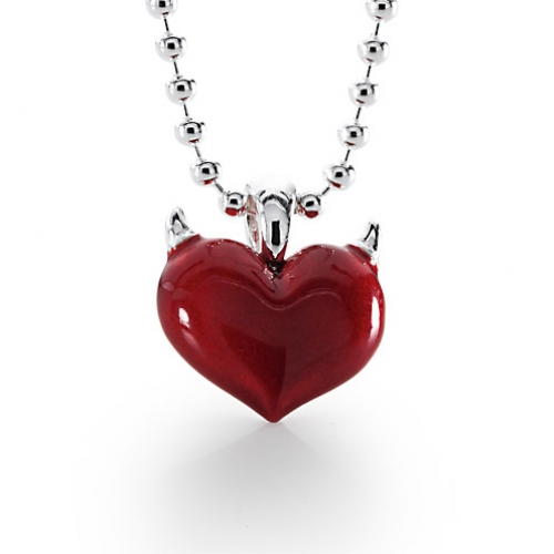 Hänge, rött hjärta med horn