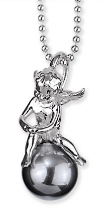 Hänge, ängel på pärla, grå