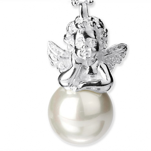 Hänge Ängel på vit pärla
