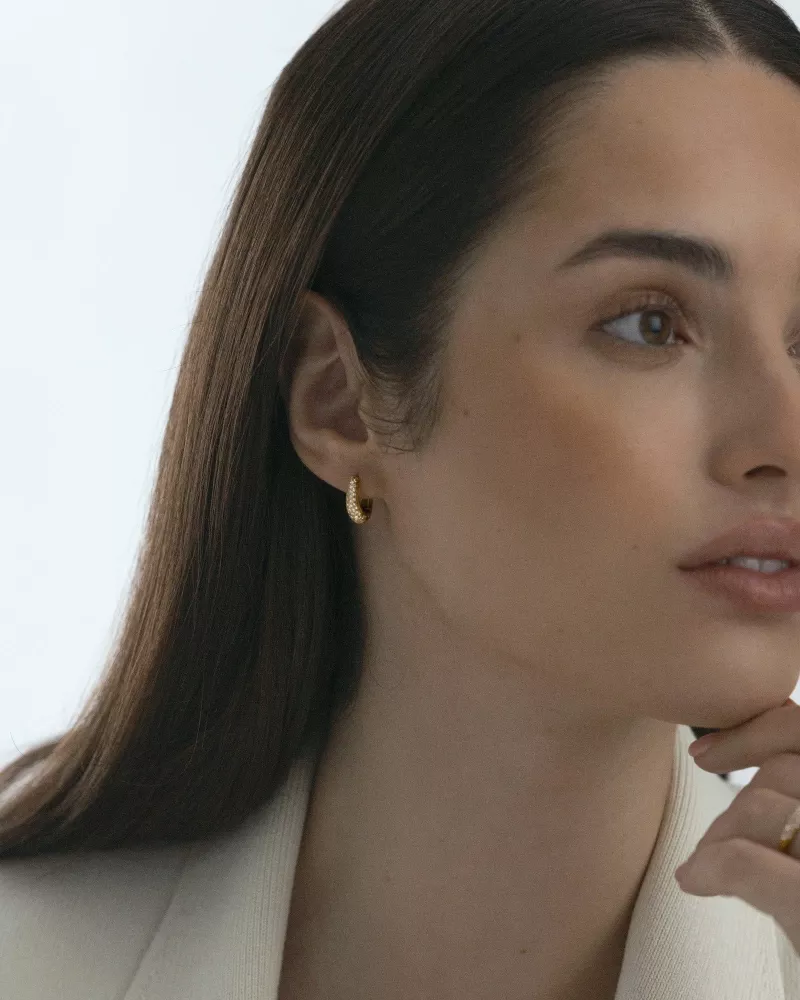 PAVÈ precious small gold hoops
