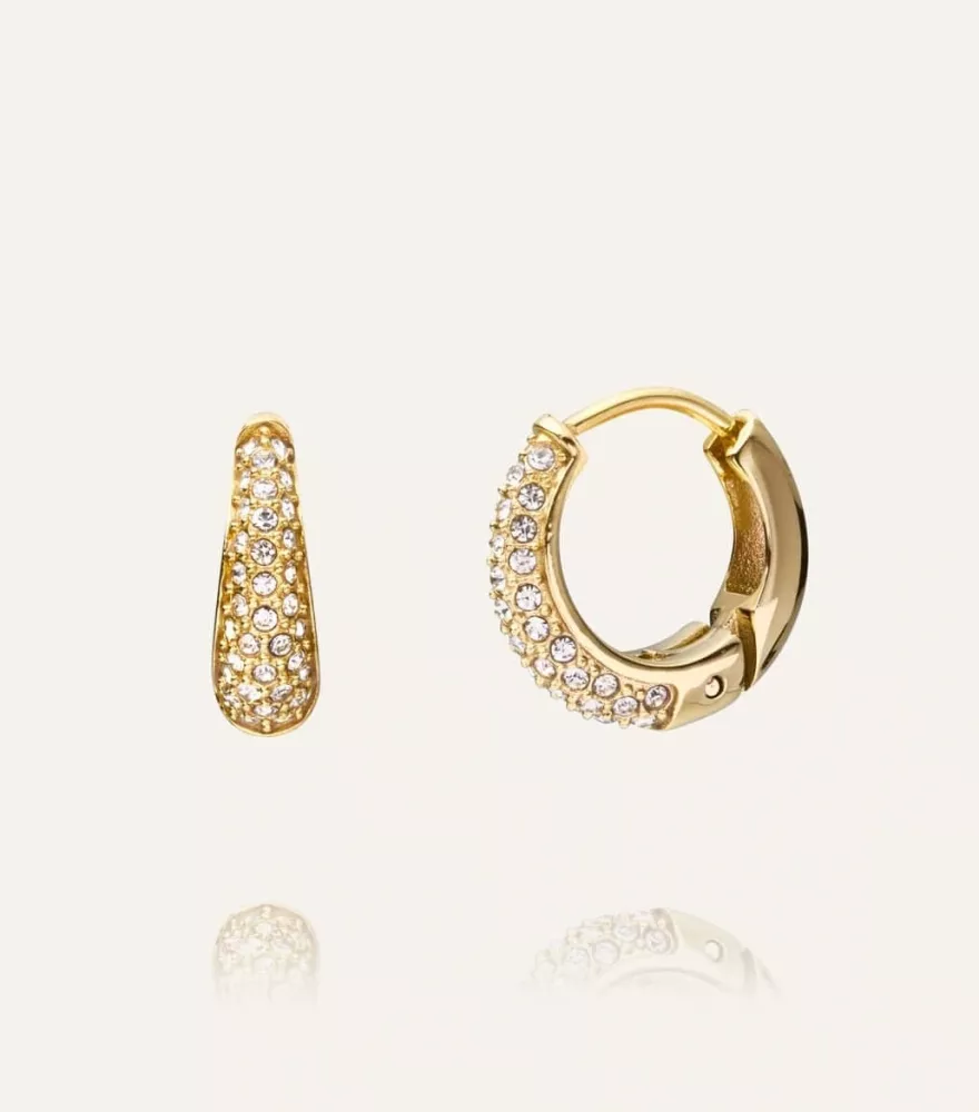 PAVÈ precious small gold hoops