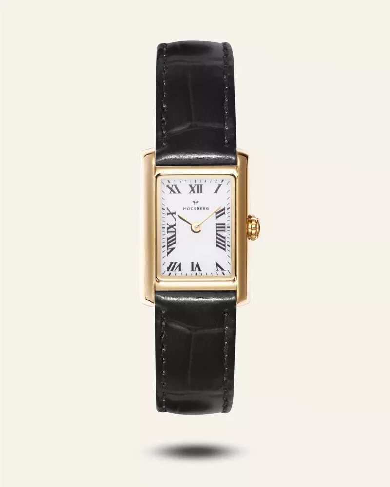 TIMELESS black leather gold watch