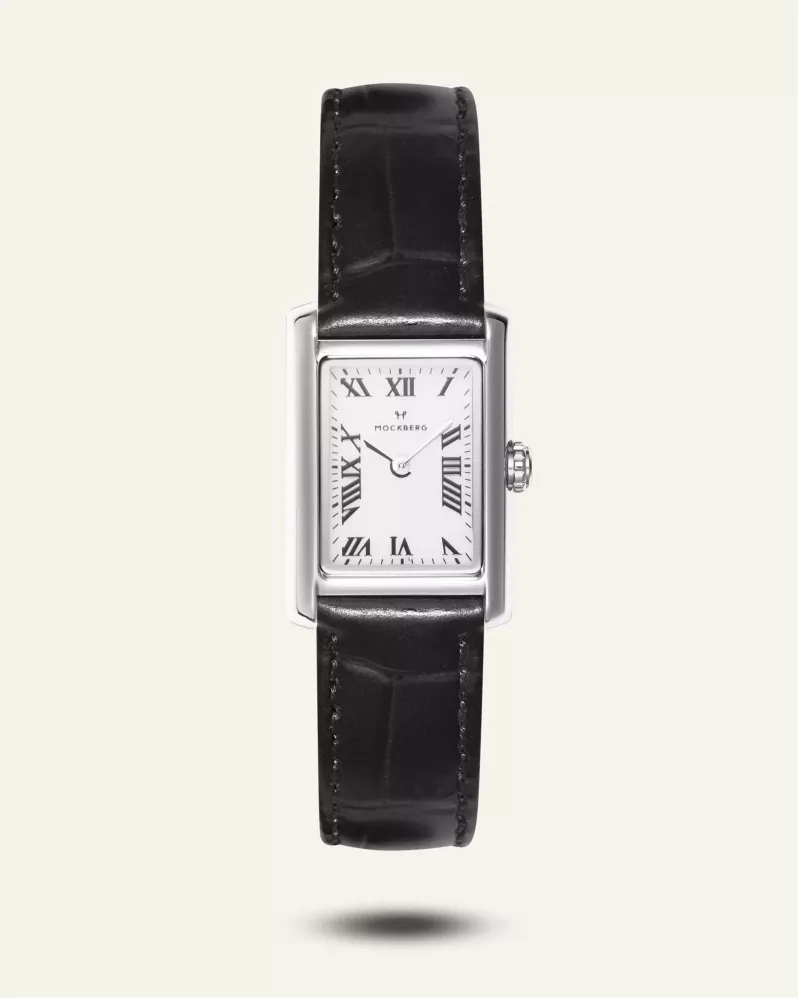 TIMELESS black leather silver watch