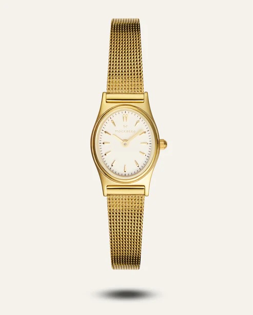 Retro mesh gold watch