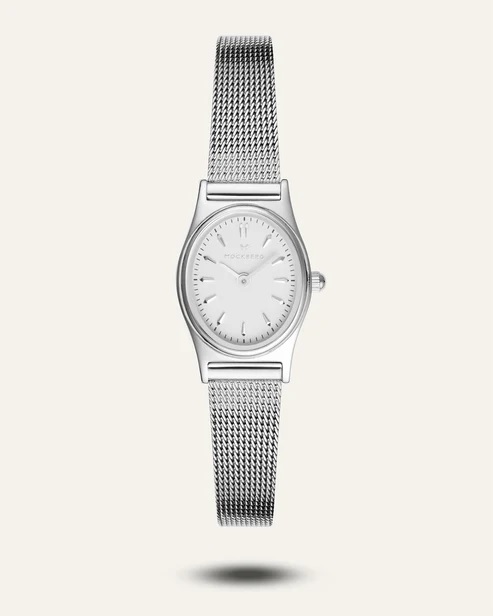 Retro mesh silver watch