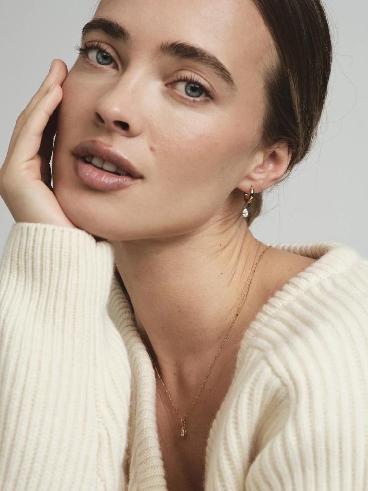 Belle gold hoops-white