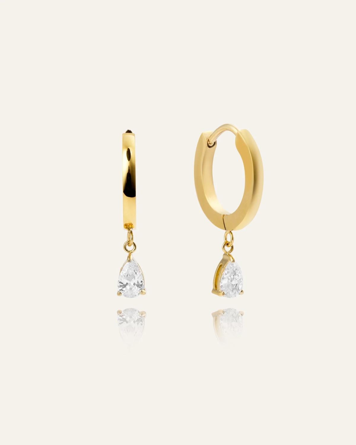 Belle gold hoops-white