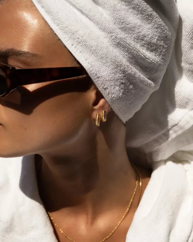 Ribbed Hoops Gold small