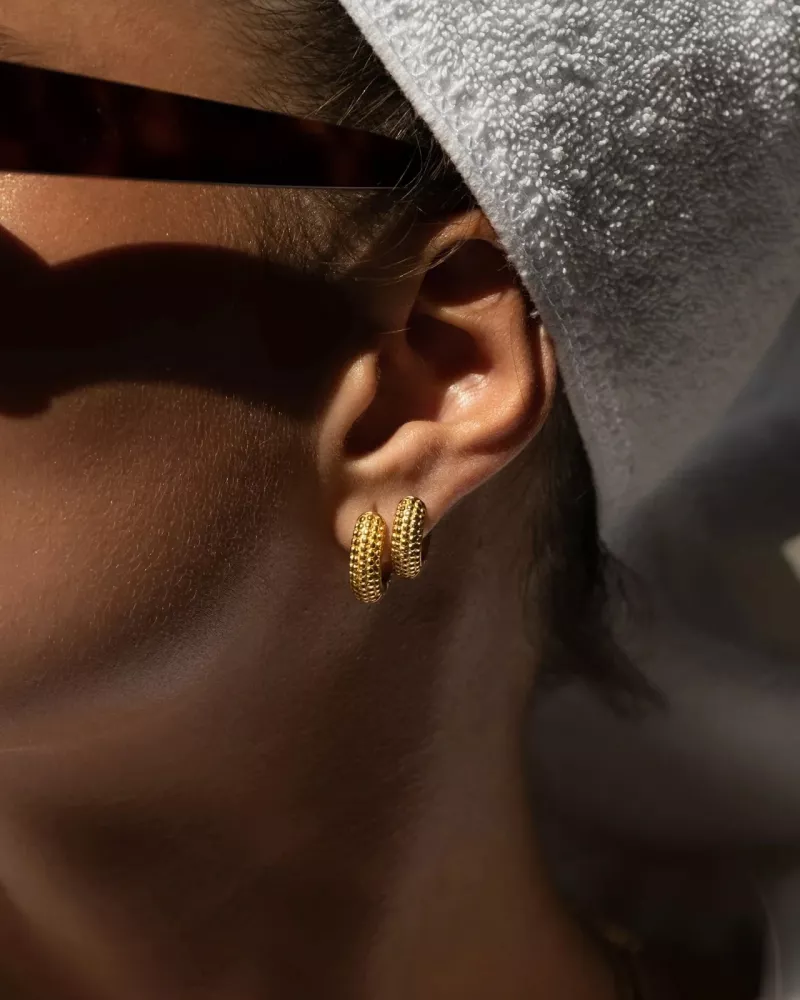 Beaded Hoops Gold Small