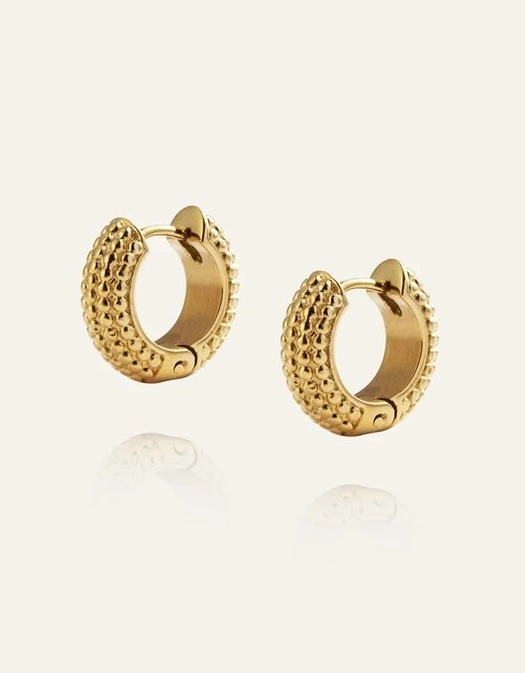 Beaded Hoops Gold Medium