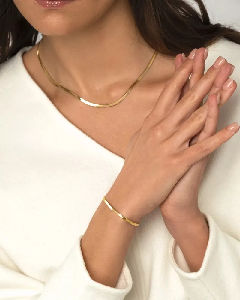 Thin snake bracelet gold medium