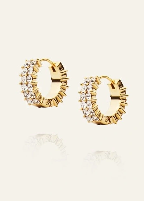 Midnight Gold Hoops Medium
